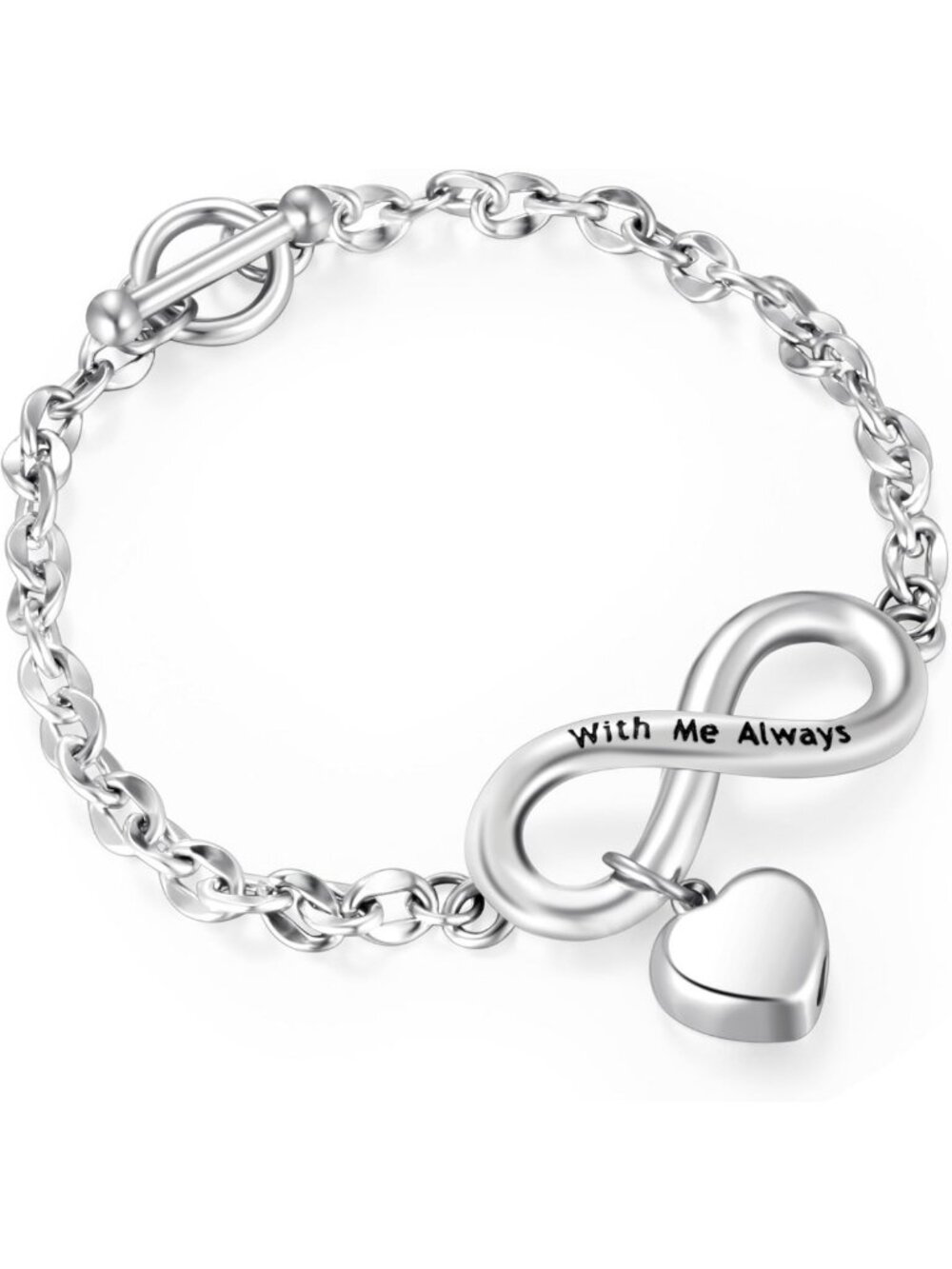 Cremation Ashes Bracelet Heart Locket Bangle for Men & Women - Memorial Jewelry